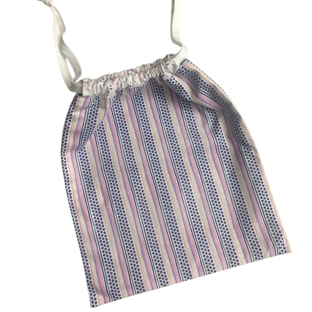 FREE Prairie Girl Handmade Floral & Striped Cloth Drawstring Travel Bag Purse